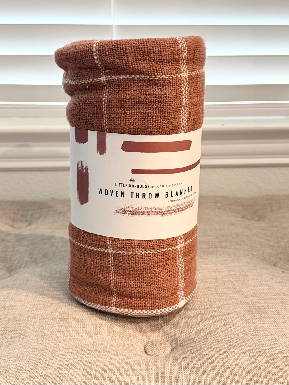 Little Korbose Woven Throw Blanket — Rust Plaid